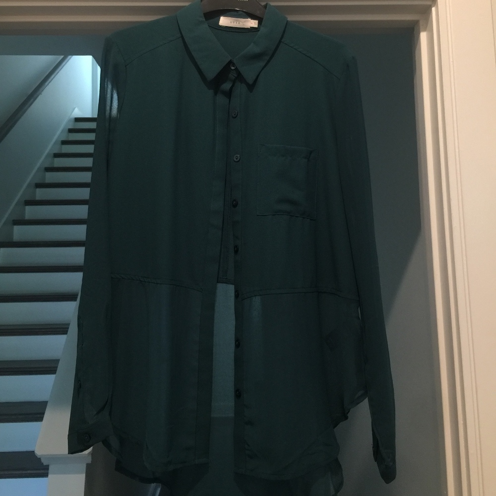Long Sleeve Sheer Button Up Top